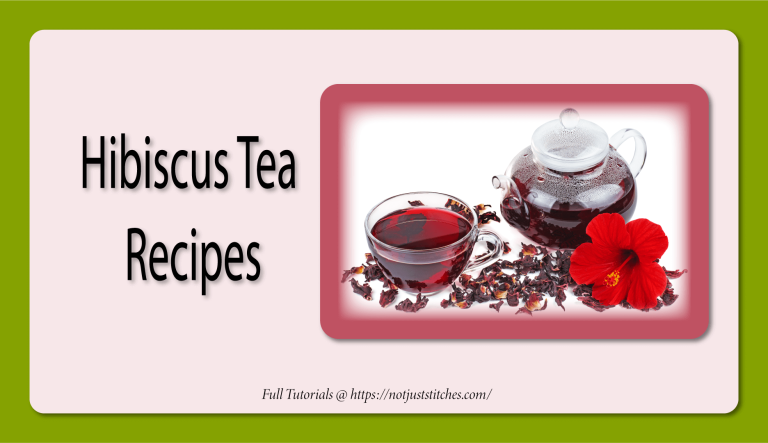 Not Just Stitches | Crafting & Quilting Hibiscus tea in glass teapot and cup with dried hibiscus flowers